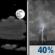 Tonight: A chance of showers and thunderstorms after 1am. Partly cloudy. Low around 63, with temperatures rising to around 69 overnight. East northeast wind 0 to 15 mph, with gusts as high as 35 mph. Chance of precipitation is 40%. New rainfall amounts less than a tenth of an inch possible. Tonight: Partly Cloudy then Chance Showers And Thunderstorms